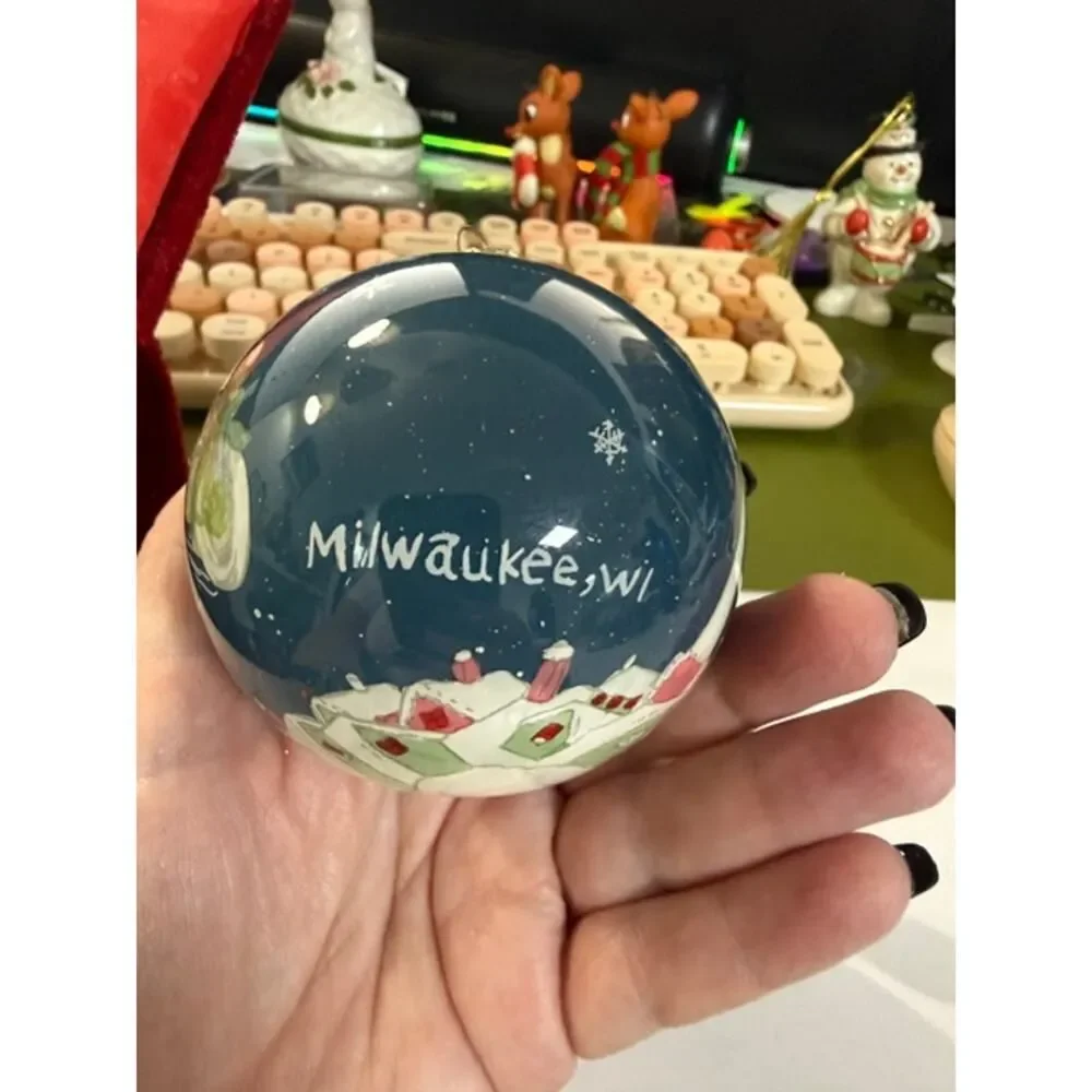 Harley Davidson Ball Ornament Bent Brush Art Milwaukee, WI